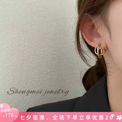 Circle earrings women's fashion French high-end Korean temperament net red matte gold earrings 2021 new trend