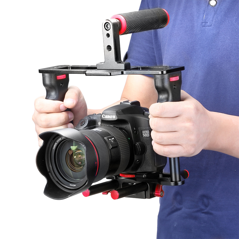 Newer SLR dual handheld stabilizer rabbit cage micro single digital camera dual handle anti-shake Canon Nikon Panasonic Sony photography camera shooting live movie video cage protection kit