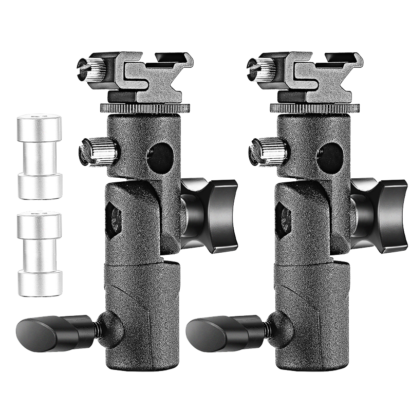 Camera Flash E Bracket (2 Sets)Newell Canon Nikon  Pentax OLYMPUS flash lamp rotate E Bracket 2 Only install black convenient Adjustable control