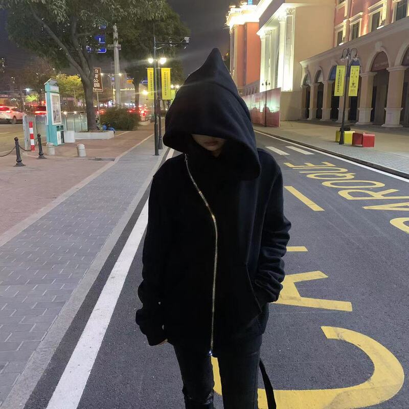 Correct Version Rio Dark Classic Style Wizard Hat for Men and Women Diagonal Zipper Fleece High Street Sweatshirt Jacket Hoodie