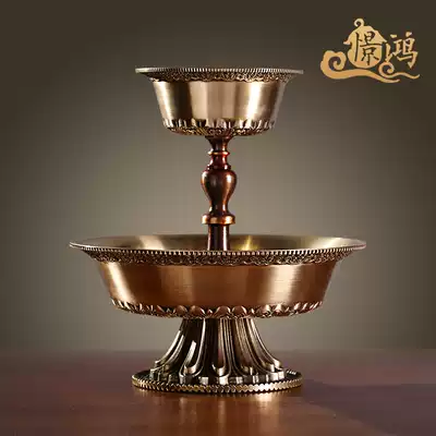 Pure copper Tibetan Buddhist supplies Lotus hair care cup Household pre-Buddha Tantric dharma high-legged water supply cup ornaments large