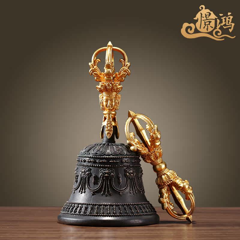 Pure copper five-stock diamond bell Pestle Tantric instrument Copper bell clang sound quality crisp Nepalese Tibetan Buddhist supplies medium