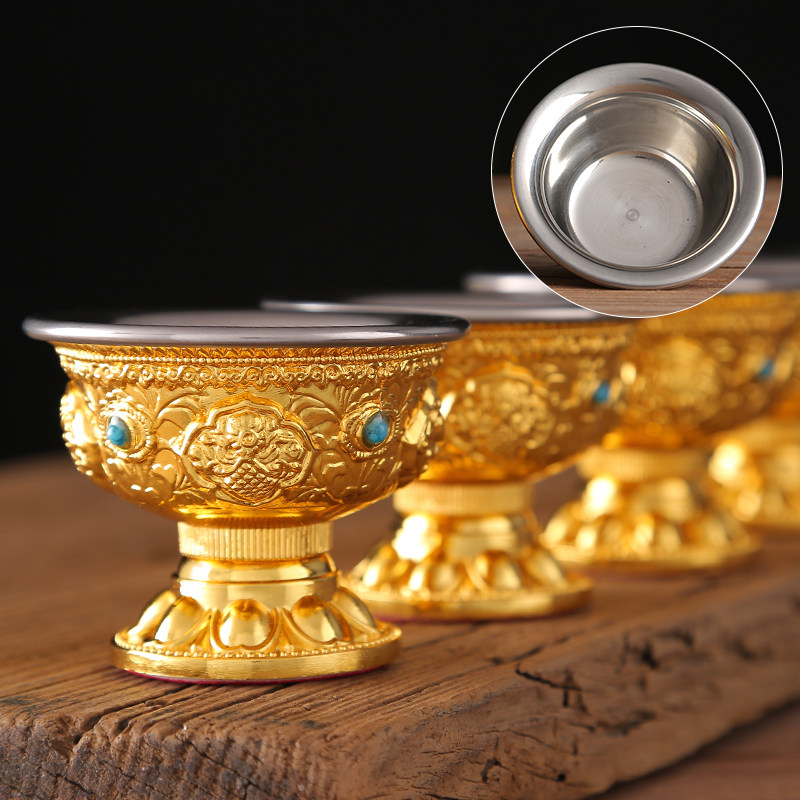 Eight auspicious Buddha front water supply cup for the Buddha's cup holy water purifying cup Caio for a cup of seven for a bowl stainless steel inner