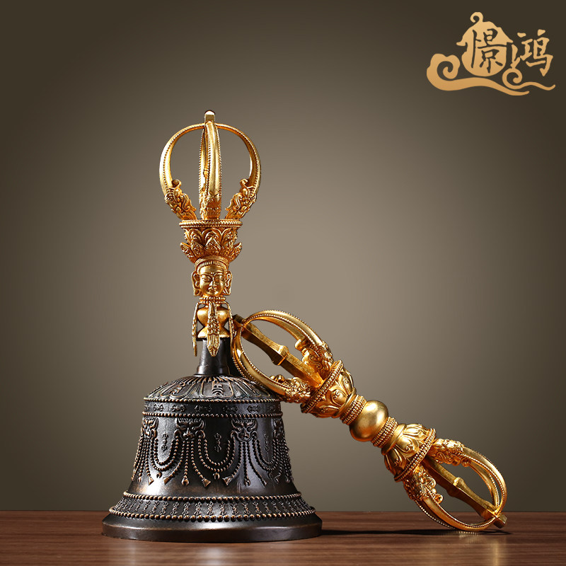 Major Hong Kong Crafts Pure Copper Five Shares Golden Bell Pestle Pestle dedicated to goods Home Crisp Macro Bright Shake Big