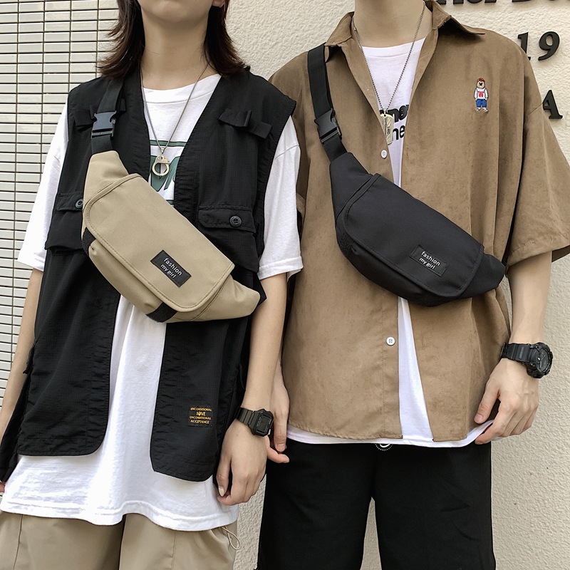 Chest bag ins2021 new slanted satchel for men and women Han version 100 lap single shoulder bag minimalist personality casual street purse