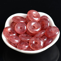 Natural 7a Strawberry Crystal Safe Button Pendant Pendant Woman Pao Safe Necklace Gift Necklace Round Buttoned Dove Blood Red Crystal