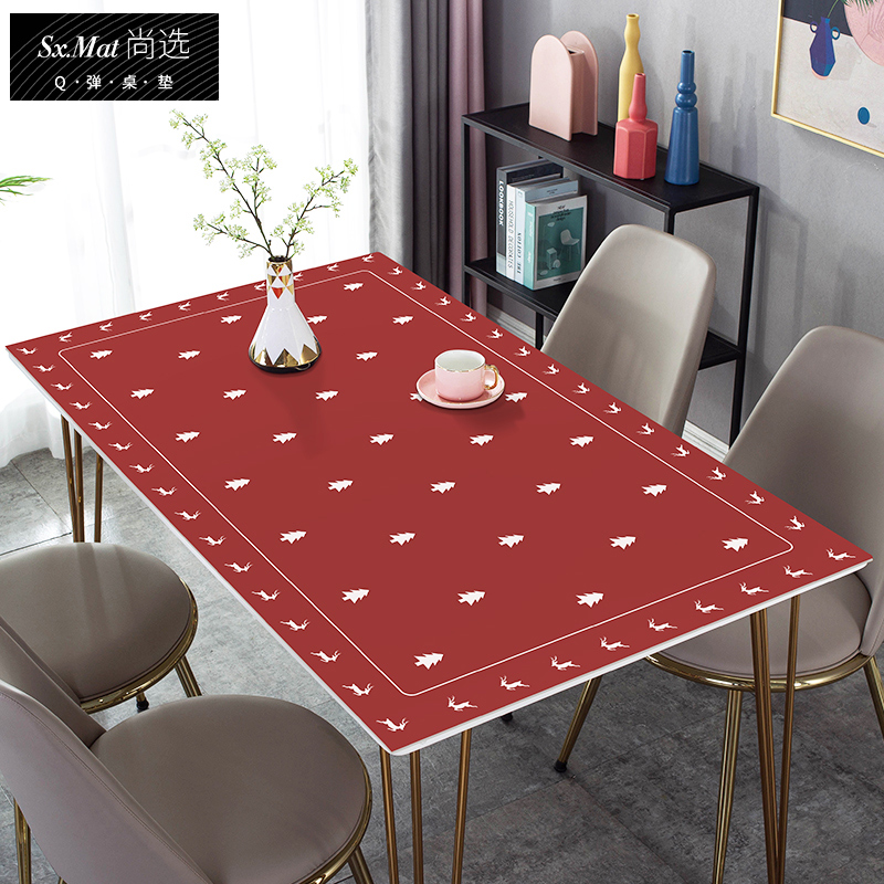 Champ selection (Q-bomb silicone table mat) Table cloth Spring Festival net red waterproof and anti-oil wash rectangular tea table mat