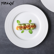 Plate household dishes Japanese style big flat creative ceramics Western food White steak Net red plate ins Wind tray one Heng
