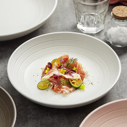 White Dinner Plate Plate Bowl Household Japanese Dish Plate Ceramic Soup Plate High-End Deep Dish Tableware Salad Plate Plate