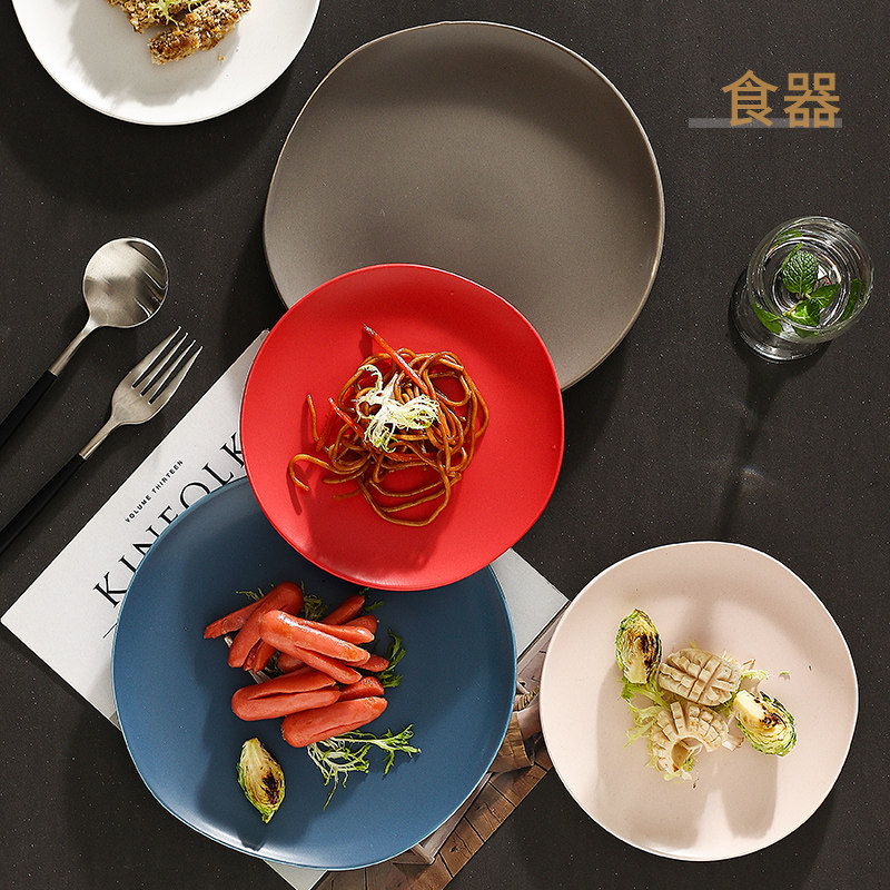 Household ceramic plate tableware creative special-shaped steak plate Japanese breakfast plate net red ins wind single plate