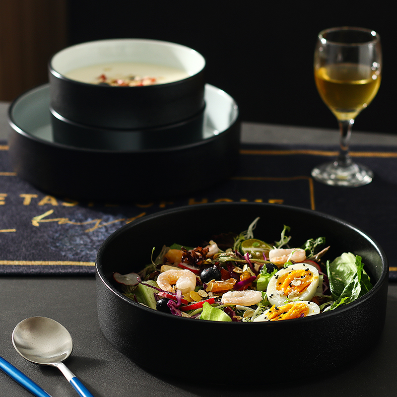 Japanese-style ceramic large noodle bowl household frosted soup bowl creative salad bowl net red instant noodle bowl one person eat rice large bowl