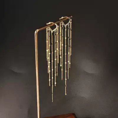 Summer long version of the tassel thin round face suitable earrings 2021 new trend sterling silver European and American wild temperament