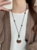 Brown Long Leather Cord Sweater Necklace Sweater Chain Autumn and Winter Versatile Elegant High-End Light Luxury Niche Accessory for Women