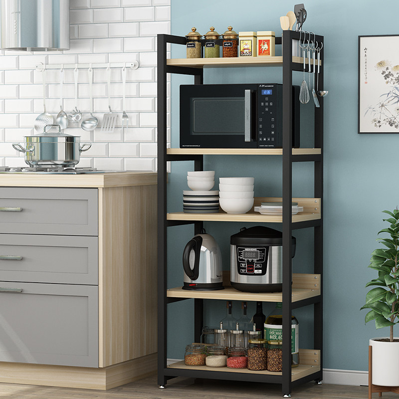 Kitchen Shelve Multilayer Microwave Oven Shelve Floor Type Containing shelf Multi-functional seasoning Carbon steel Home Grand-all