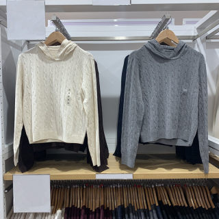 日系女装2025秋冬可机洗纽花针织连帽套头衫毛衣空调衫外套478871