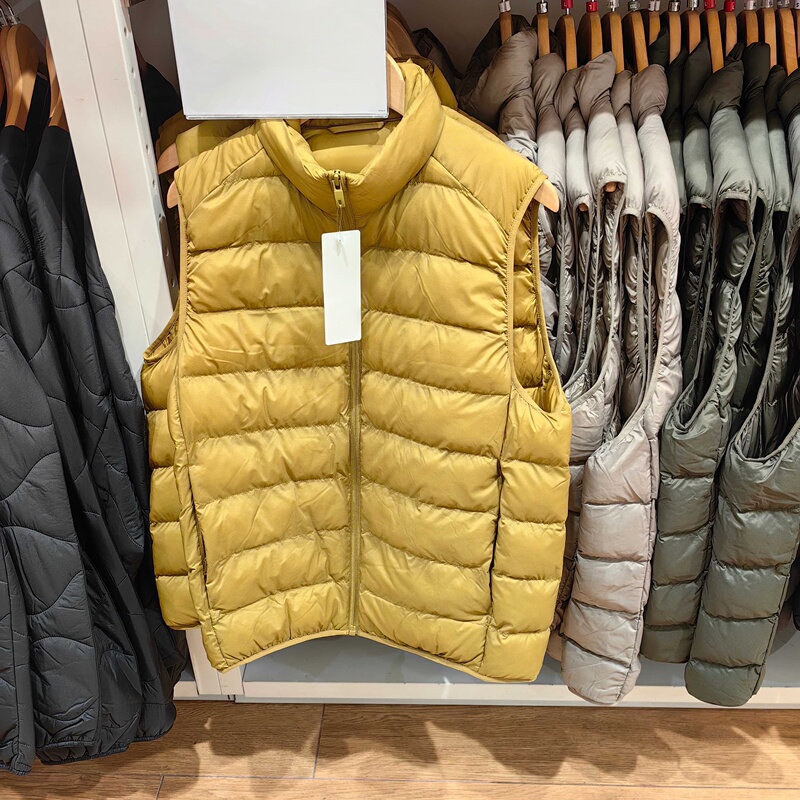 Men's and Women's Winter Air Cotton Vest (with Storage Bag) Sleeveless Stand-Up Collar Zipper Warm Vest 487348