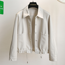 Korean Autumn and Winter New Genuine Leather Jacket Womens Short Casual Pocket Loose Jacket Motorcycle Jacket Fashion Top