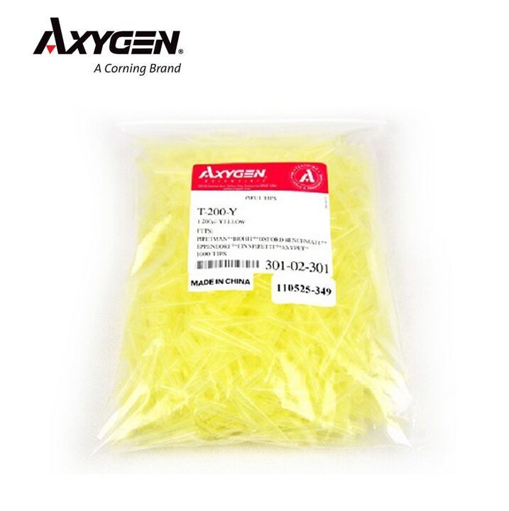 200ul yellow pipette tip bag AXYGEN T-200-Y DNase-free, RNase-free, and pyrogen-free