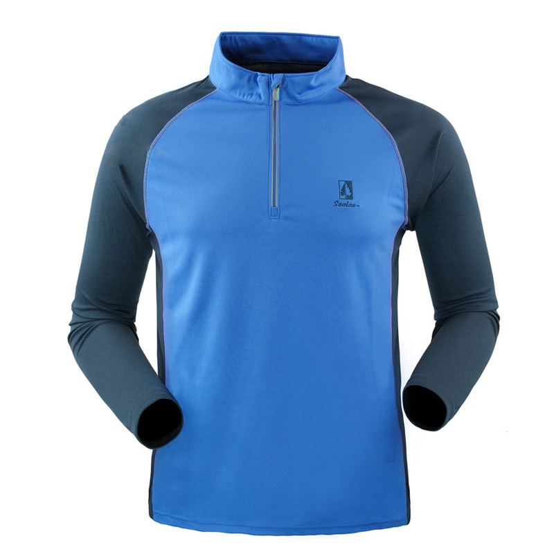 SEVLAE San Flee outdoor male style collar function spring summer long sleeve T-shirt breathable hiking leisure sports long sleeves