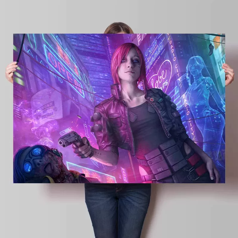 Big waterproof self-adhesive poster on wall for bedroom, punk style