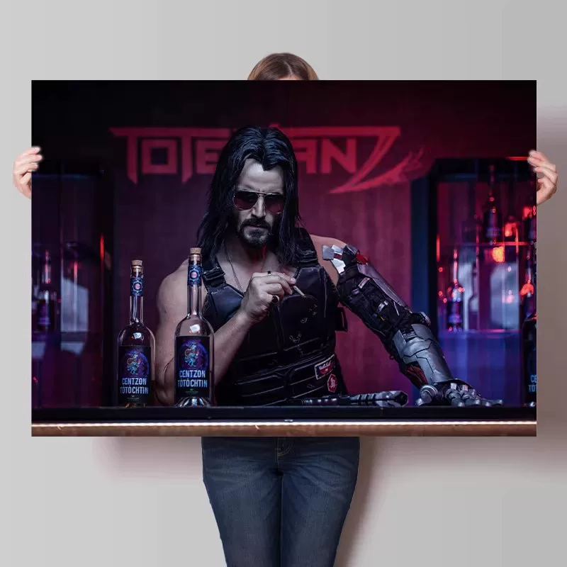 Big waterproof self-adhesive poster on wall for bedroom, punk style