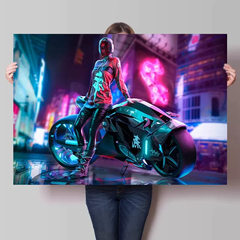 Big waterproof self-adhesive poster on wall for bedroom, punk style