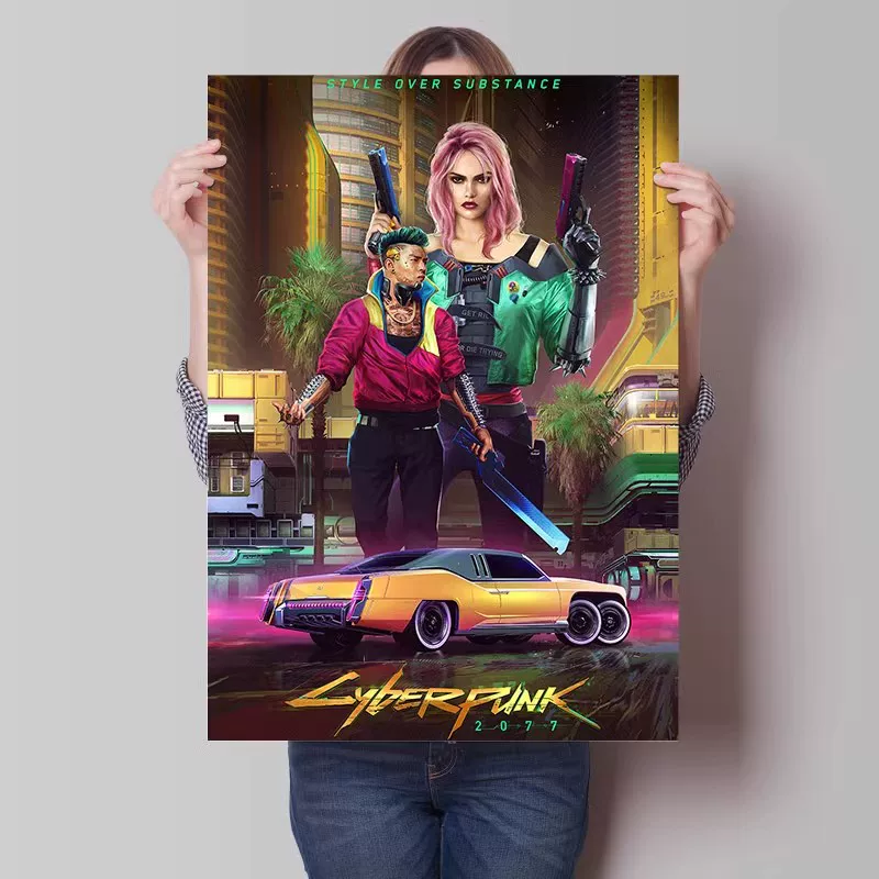 Big waterproof self-adhesive poster on wall for bedroom, punk style