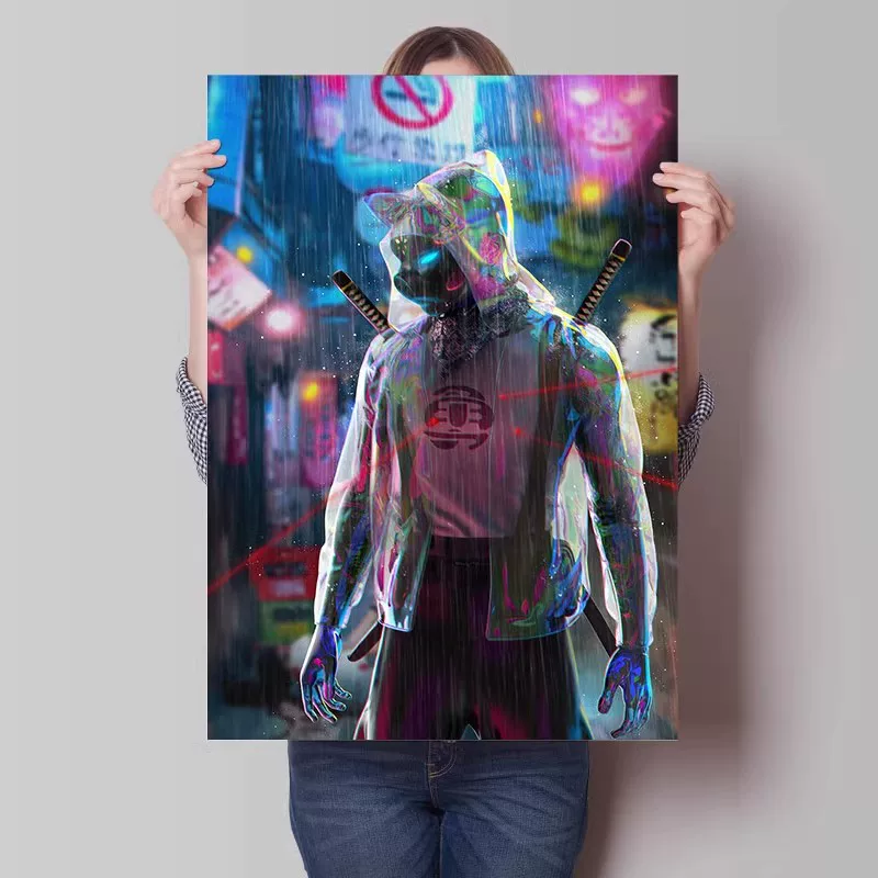 Big waterproof self-adhesive poster on wall for bedroom, punk style