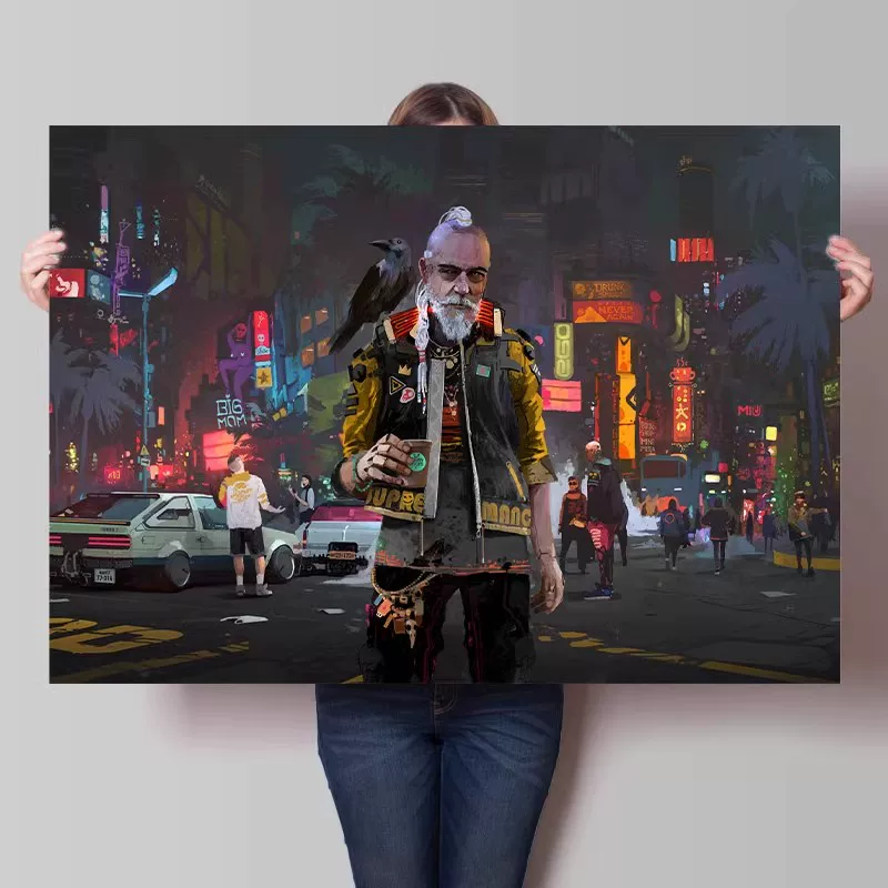 Big waterproof self-adhesive poster on wall for bedroom, punk style