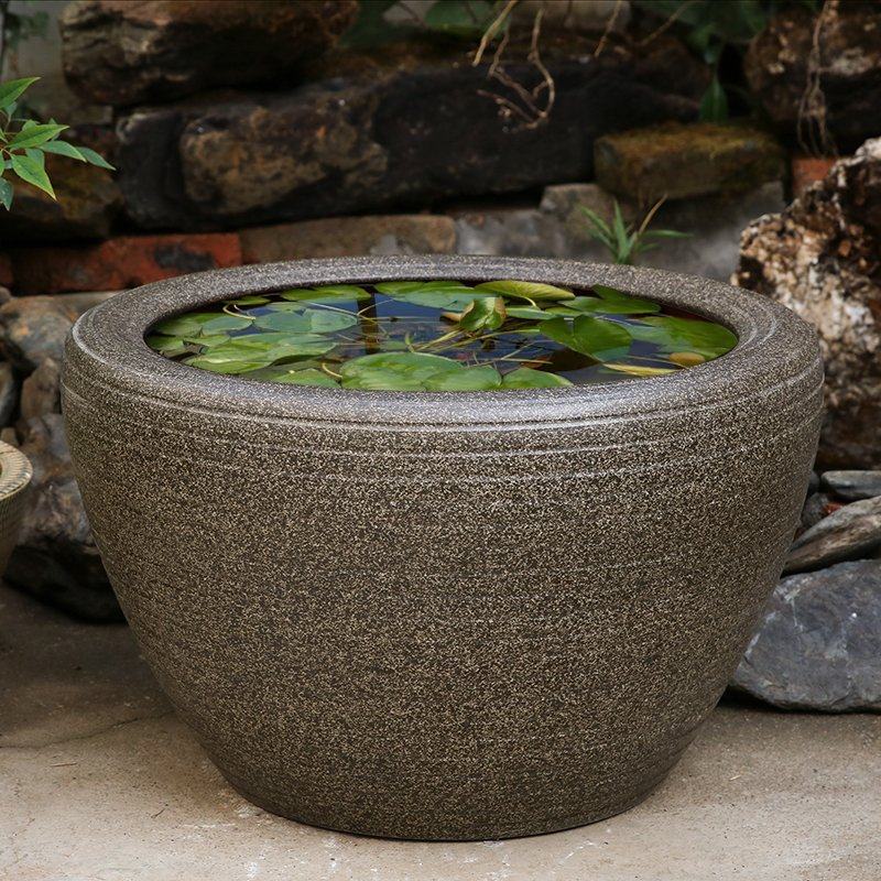 Ceramic fish tank water tank fish farming balcony water lily lotus tank outdoor courtyard ceramic large tank fish tank old-fashioned large water tank
