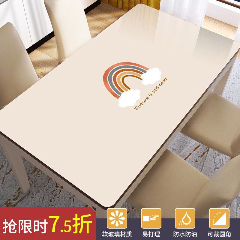 Table cloth in wind waterproof oil and anti-stamping and washing rectangular soft glass PVC tablemat tea table cushion Tea counter cloth