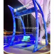 Internet celebrity scenic water curtain swing landscape sketch square unpowered luminous digital programming subtitle induction swing