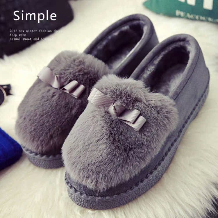 Winter new fur shoes women's bag heel warm and suede moon cotton shoes students Home Han version One foot pedal bean-bean shoes