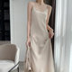 Triacetate imitation silk suspender dress for women summer loose inner long skirt French design fairy satin niche