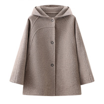 Girls double-sided cashmere coat 2024 autumn and winter new woolen coat high-end 100% wool thickened mid-length style