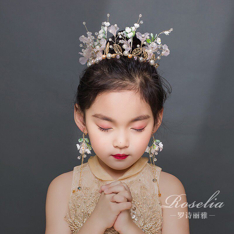 Mori Xianmei Fresh Flowers Princess Children Crown Flower Headdress Ring Flower Children Performance Hair Hoop Performance Birthday Hair Accessories