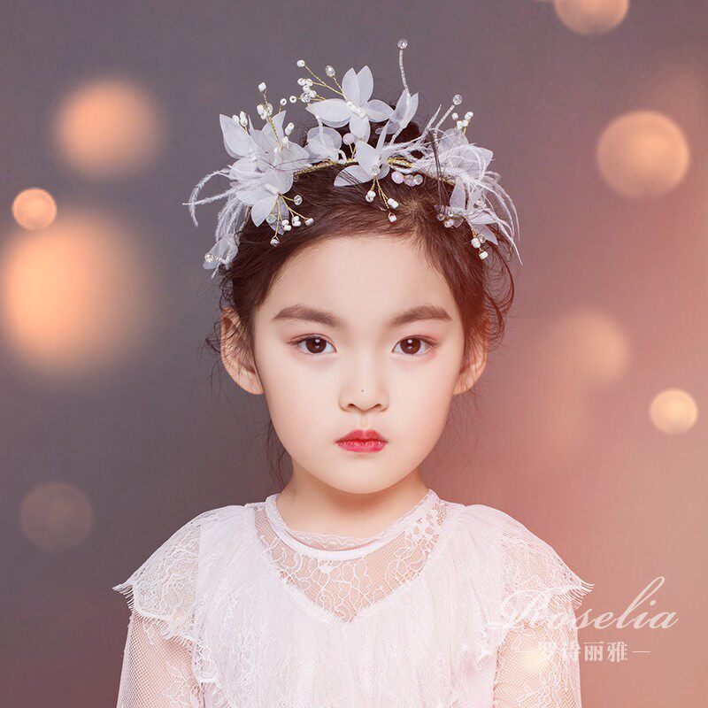White Butterfly Children Hair Feather Super Fairy Girl Korea Qingdao Sweet Princess Headless Dress Performance Hosted