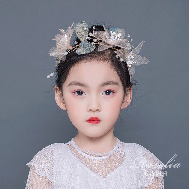 Super fairy champagne flower children's wreath headdress hairband hair insert small fresh Mori female princess flower girl photography vacation