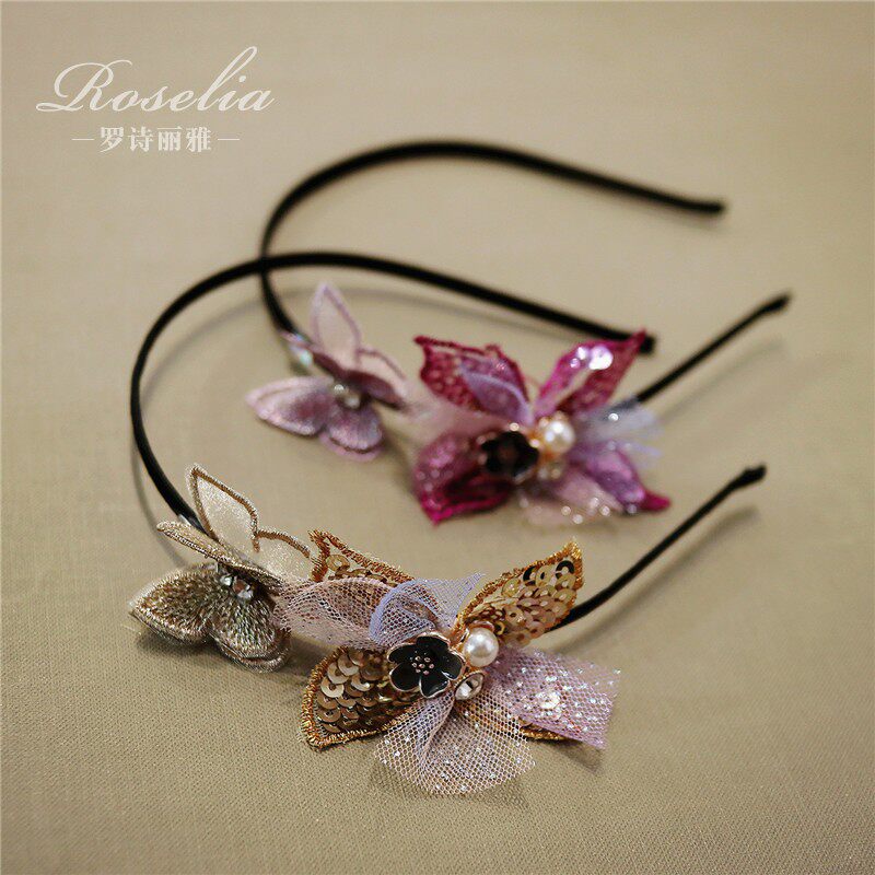 Korean children's hairpin hairband princess girl mori butterfly hairband hair accessories simple baby super cute headdress