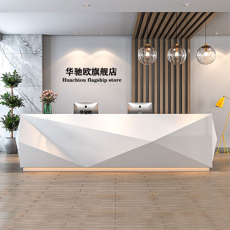 Baking Varnish Front Desk Reception Desk Brief Brief Modern Bar Counter Cashier Counter Company Front Desk Hotel Welcome Bentdesk Creativity