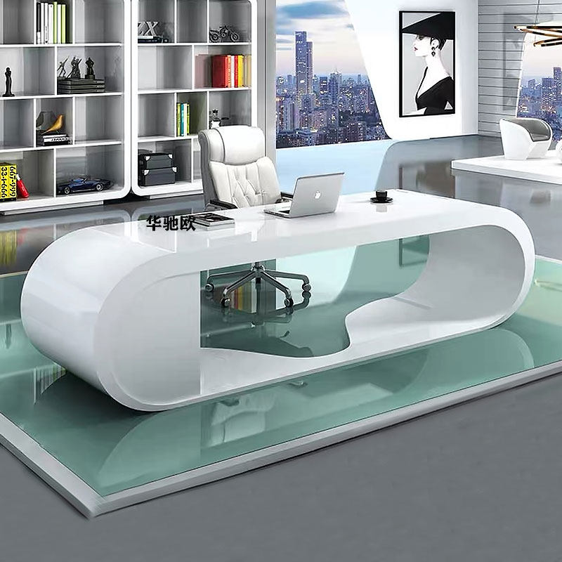 HuaChi Ou Office Furniture Baking Lacquer Boss Table Big Bandae Brief Modern Desk Manager Table Creative Head Desk