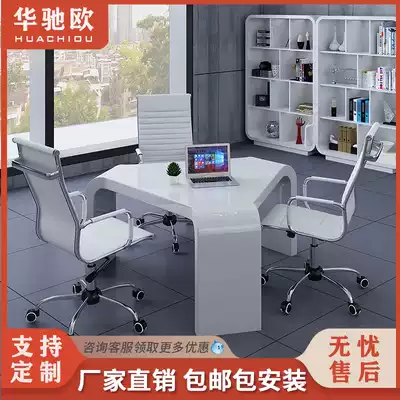 White desk creative paint negotiation table and chair combination meeting table small conference table rectangular training table