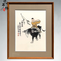 Suzhou characteristic embroidery painting Chinese style shepherd boy riding an ox and singing all the way childrens bedroom study decoration hanging painting