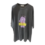 Хлопковая летняя мультяшная приятная телу футболка с коротким рукавом, большой размер, с медвежатами, круглый воротник, оверсайз