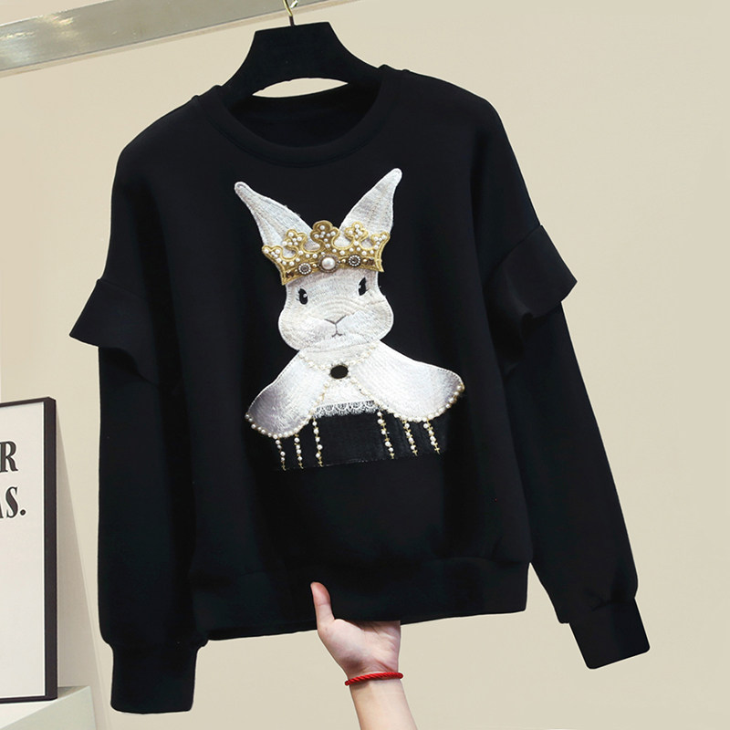 waitmore Wei Yi Women's 2021 New Autumn Tide ins Loose Korean Heavy Industry Embroidered Nail Beads Space Cotton Jacket