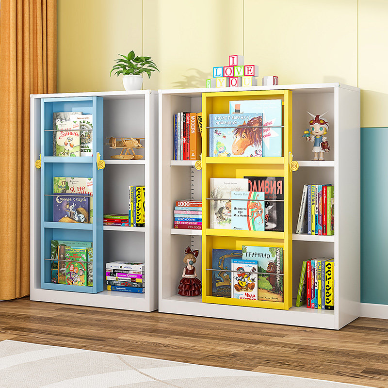 Simple Bookshelf Plotbox Children Floor Bookcase Contained Integrated Ramen Door Home Bedroom Iron Art Disposal Cabinet
