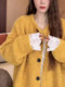 Autumn and Winter Soft and Lazy Style Knitted Jacket for Women, Mid-Length, Fashionable Design, Loose Round Neck, Versatile Cardigan Sweater