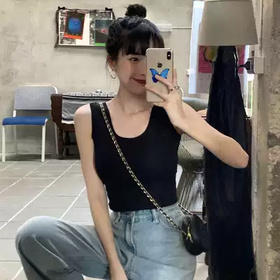 Vest women wear trendy Korean version of slim net red large size women's Western style fashionable small suspenders short sleeveless top women