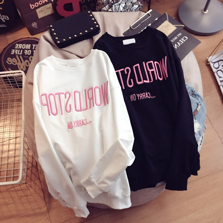 Maternity top t-shirt medium long maternity sweatshirt long sleeve cotton spring and autumn dress loose Korean version outside wear autumn and winter plus velvet