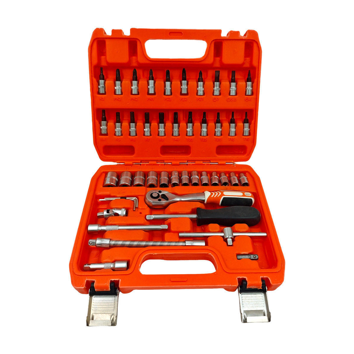 Multifunctional Socket Wrench Set in Orange Case with Universal Connectors Suitable for Various Scenarios and Multiple Specifications